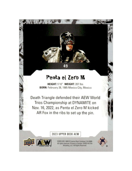 Tarjeta de Lucha AEW 2023 Penta el Zero M - Coleccionable