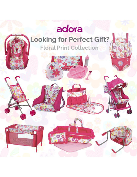 Asiento de Coche para Muñecas Adora Poder Floral - 50.8 cm