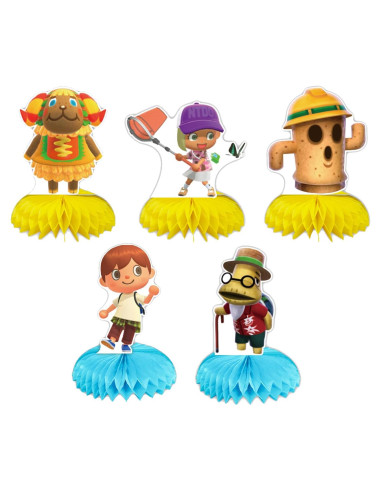 Juego de 5 Toppers de Mesa Animal-Crossing para Fiesta