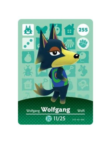 Tarjeta Amiibo Nintendo Animal Crossing Wolfgang 255