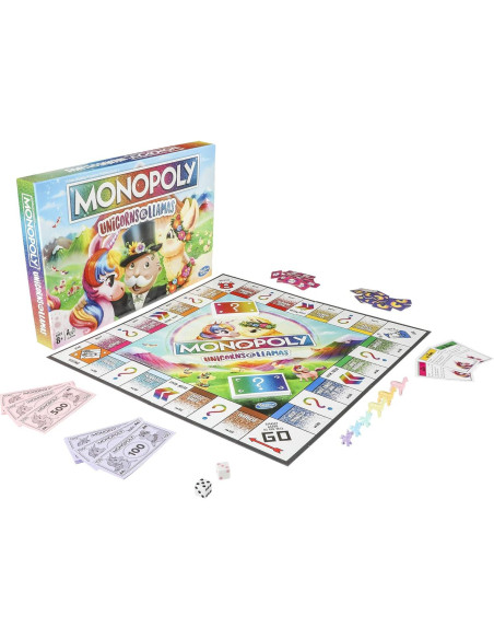 Monopoly Unicornios vs Llamas - Juego de Mesa Hasbro 8+