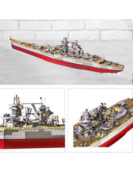 Rompecabezas 3D de Metal Piececool Barco de Guerra Richelieu 300 Pcs