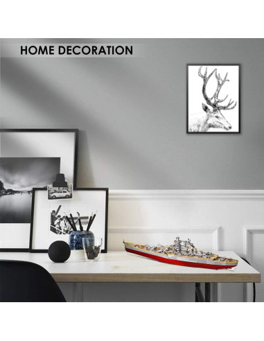 Rompecabezas 3D de Metal Piececool Barco de Guerra Richelieu 300 Pcs