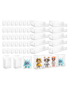 Weysat 50 Protectores Transparentes y 10 Estantes Acrílicos