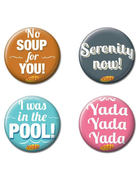 Conjunto de 4 botones coleccionables Seinfeld Ata-Boy 3.18 cm Conjunto de 4 botones coleccionables Seinfeld Ata-Boy 3.18 cm