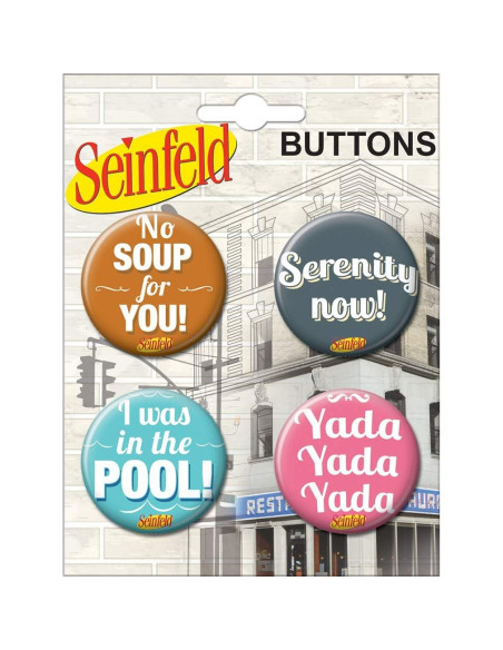 Conjunto de 4 botones coleccionables Seinfeld Ata-Boy 3.18 cm Conjunto de 4 botones coleccionables Seinfeld Ata-Boy 3.18 cm