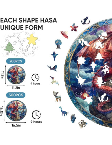 Rompecabezas de Madera 200 Piezas Dragón del Cielo Estrellado