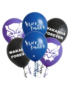 Globos de látex multicolor Amscan Black Panther 30 cm - 6 Piezas