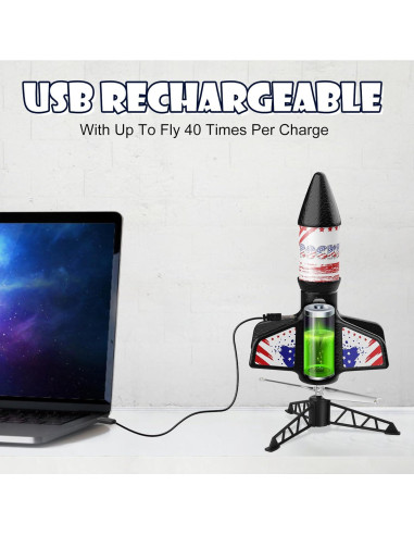 Lanzador de Cohetes Mafbeanl NO.2231A, Juguete Recargable 61m