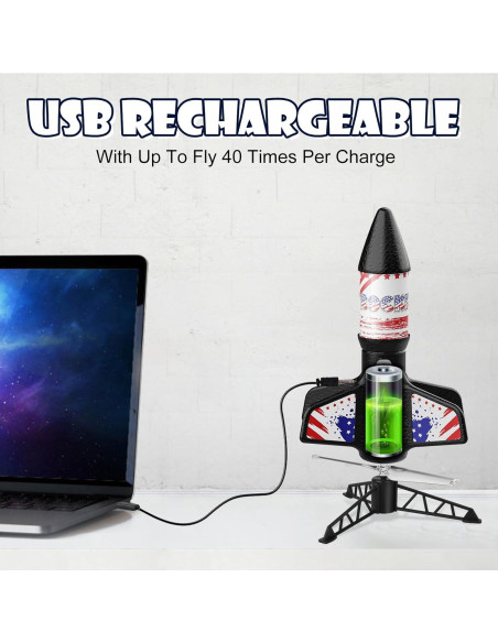 Lanzador de Cohetes Mafbeanl NO.2231A, Juguete Recargable 61m