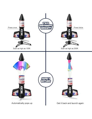 Lanzador de Cohetes Mafbeanl NO.2231A, Juguete Recargable 61m
