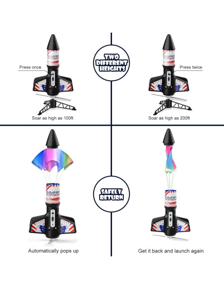 Lanzador de Cohetes Mafbeanl NO.2231A, Juguete Recargable 61m