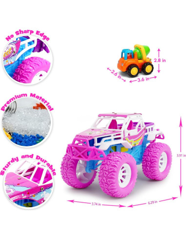 Coche de Juguete Rosa Wagkew 2 Paquete 16 cm con Luces y Sonido