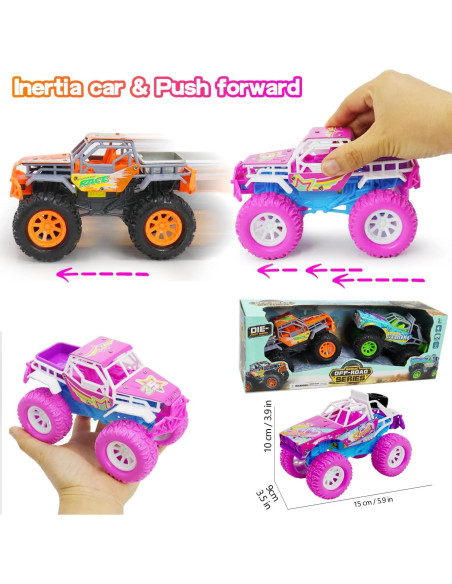 Coche de Juguete Rosa Wagkew 2 Paquete 16 cm con Luces y Sonido