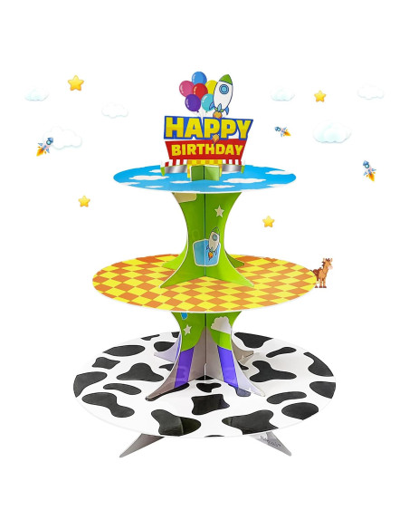 Soporte para Cupcakes Plegable 3 Niveles Caricaturas AB-182