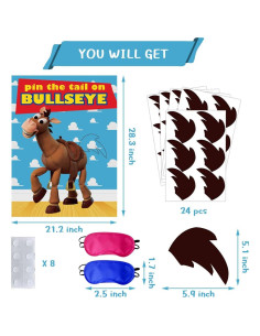 Juego de Fiesta Pin the Tail on The Bullseye OULUN 24PCS 2