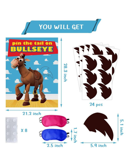 Juego de Fiesta Pin the Tail on The Bullseye OULUN 24PCS