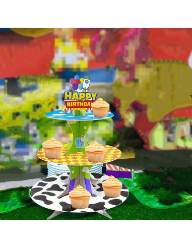 Soporte para Cupcakes Plegable 3 Niveles Caricaturas AB-182