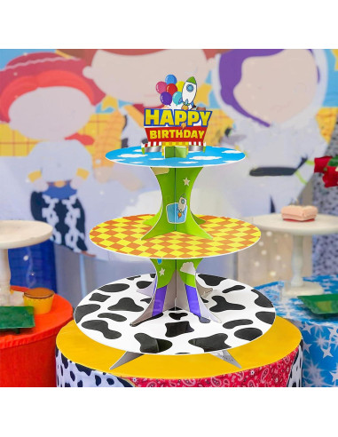 Soporte para Cupcakes Plegable 3 Niveles Caricaturas AB-182