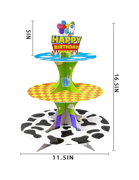 Soporte para Cupcakes Plegable 3 Niveles Caricaturas AB-182