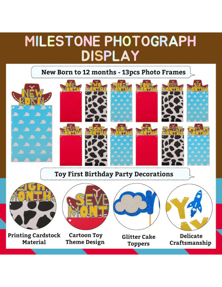 Banner de Foto de Primer Cumpleaños RANERVZ con 54pcs Decoraciones