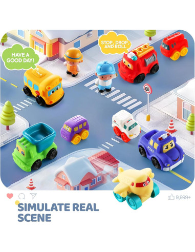 Juego de Coches de Juguete Bessome 12 PCS para Bebés 1-2 Años