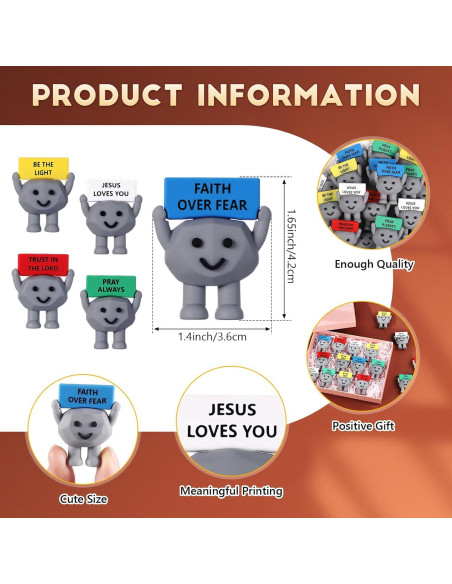 25 Mini Juguetes de Piedra Religiosa Gejoy - 4 cm Gris Oscuro