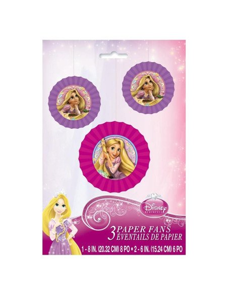 Ventiladores de Papel de Seda Disney Rapunzel 20 cm y 15 cm - 3 Pcs