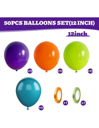 Globos de Fiesta 50 Pcs 30 cm Sowide Azul Verde Naranja