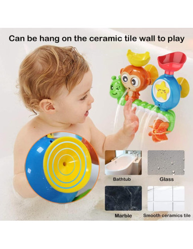 Juguetes de baño G-WACK para niños 1-3 años, oruga y mono