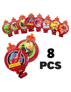 Sopladores de Fiesta Miraculous Ladybug - 8 Unidades Temáticas