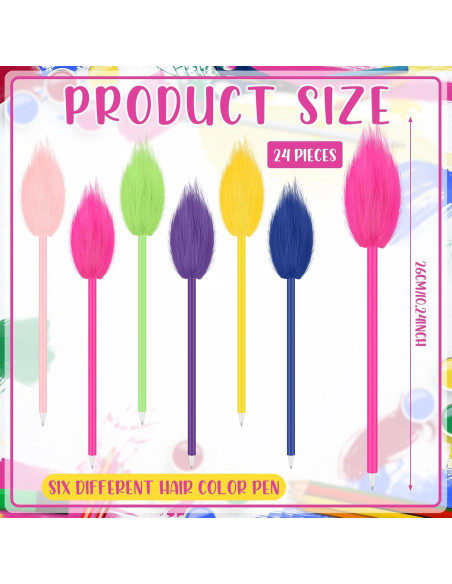 Bolígrafos de Cabello Coloridos Geyoga - 24 Piezas para Fiesta Bolígrafos de Cabello Coloridos Geyoga - 24 Piezas para Fiesta