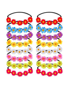 Diademas de Flores Multicolor para Mujeres y Niñas - 16 Piezas