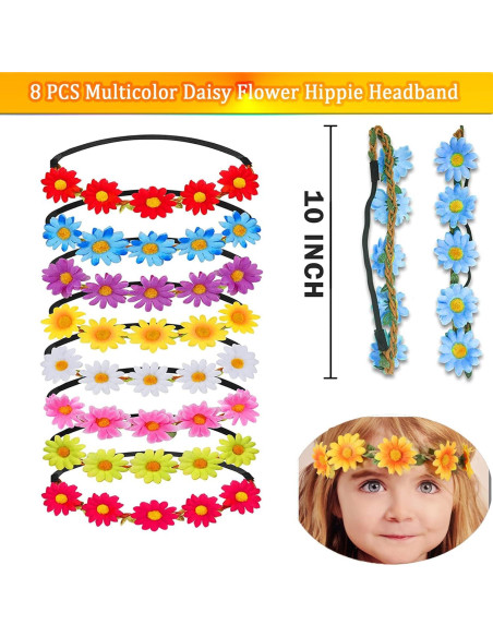 Diademas de Flores Multicolor para Mujeres y Niñas - 16 Piezas