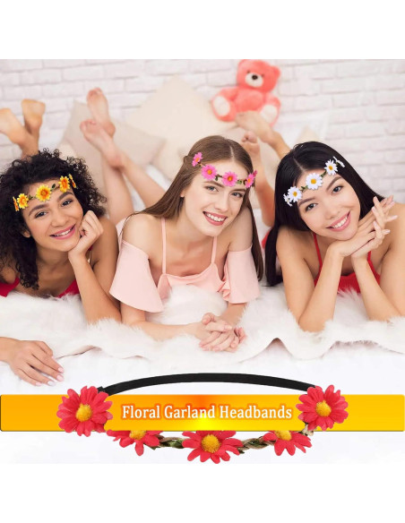 Diademas de Flores Multicolor para Mujeres y Niñas - 16 Piezas