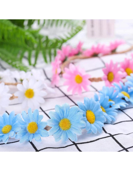 Diademas de Flores Multicolor para Mujeres y Niñas - 16 Piezas