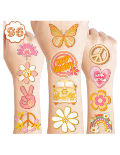 Tatuajes Temporales 96 PCS 91TATTOOS Retro 60s 70s Niños
