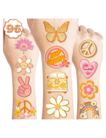 Tatuajes Temporales 96 PCS 91TATTOOS Retro 60s 70s Niños