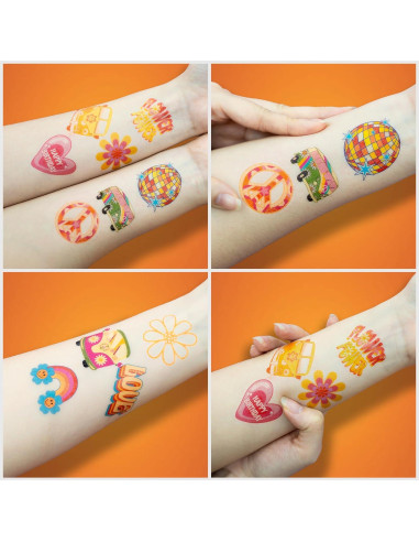 Tatuajes Temporales 96 PCS 91TATTOOS Retro 60s 70s Niños