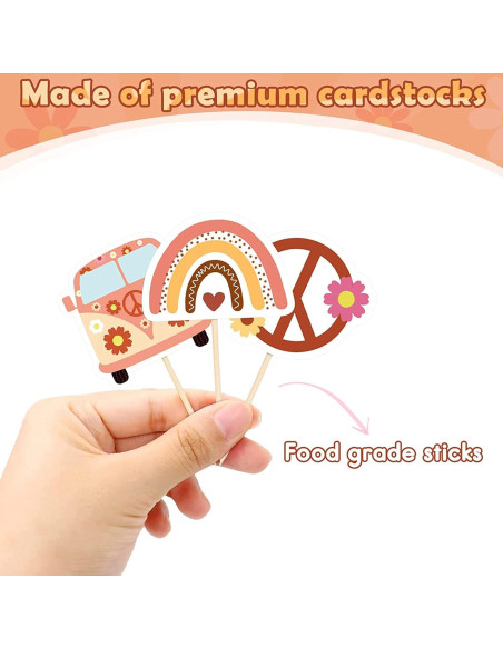 24 Decoraciones para Cupcakes Boho Hippie Mivofun - Fiesta 60s