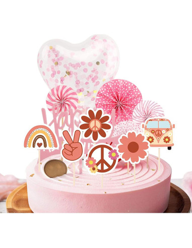 24 Decoraciones para Cupcakes Boho Hippie Mivofun - Fiesta 60s