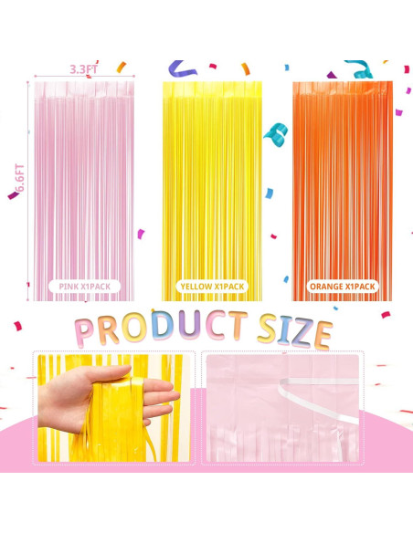 Paquete de 3 Cortinas de Flecos Juexica para Fiesta Boho 0.97x2.01m