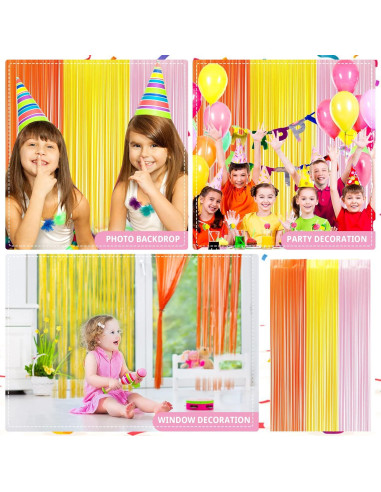 Paquete de 3 Cortinas de Flecos Juexica para Fiesta Boho 0.97x2.01m