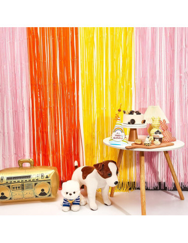 Paquete de 3 Cortinas de Flecos Juexica para Fiesta Boho 0.97x2.01m