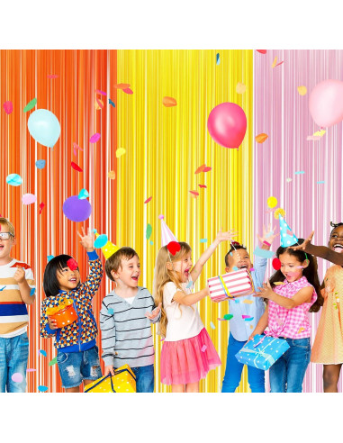 Paquete de 3 Cortinas de Flecos Juexica para Fiesta Boho 0.97x2.01m