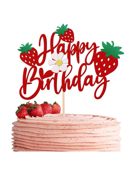 Adorno de Pastel de Cumpleaños Fresa ZHUOWEISM 15.5x22cm