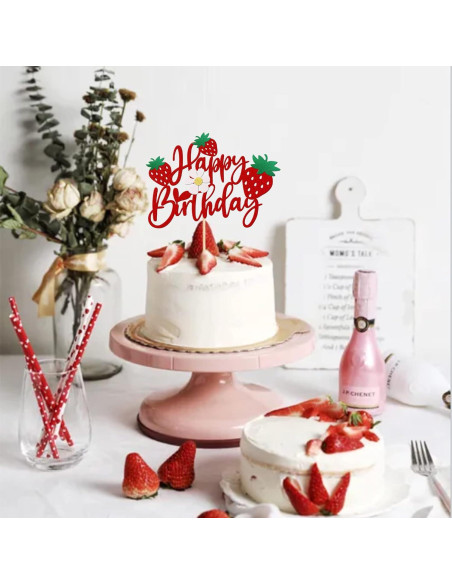 Adorno de Pastel de Cumpleaños Fresa ZHUOWEISM 15.5x22cm