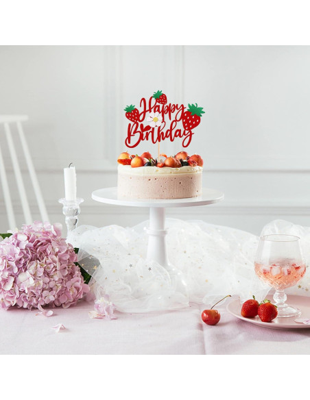 Adorno de Pastel de Cumpleaños Fresa ZHUOWEISM 15.5x22cm