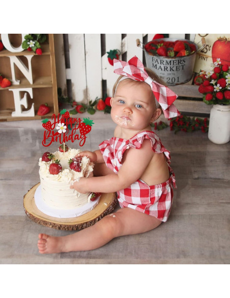 Adorno de Pastel de Cumpleaños Fresa ZHUOWEISM 15.5x22cm