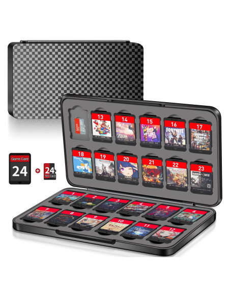 Soporte para Juegos de Switch MOSAHOLL con 24 Ranuras y Cierre Magnético